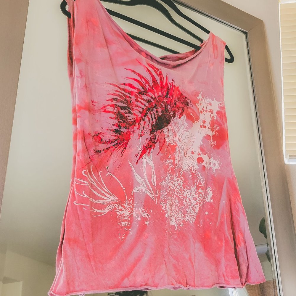 Life & Death Off-Shoulder Red Muscle Tee ❤️ Small
